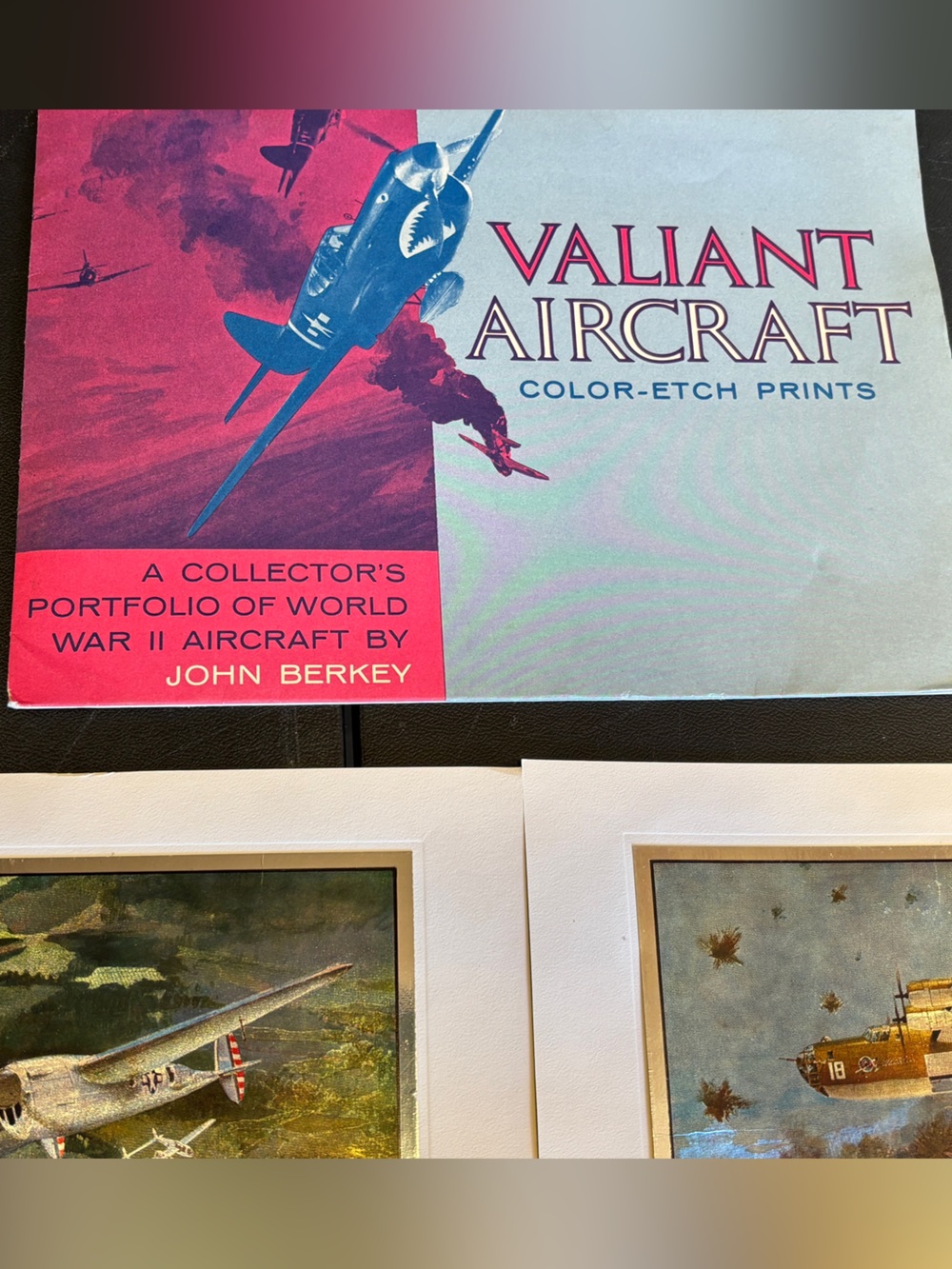 Vintage Aviation Art Prints - Green & Gold Accent Home Art Set World War 2 - Picture 2 of 6